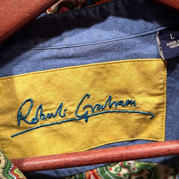 ROBERT GRAHAM MULTICOLORED BUTTON DOWN SHIRT-MENS LARGE - Picture 2 of 4